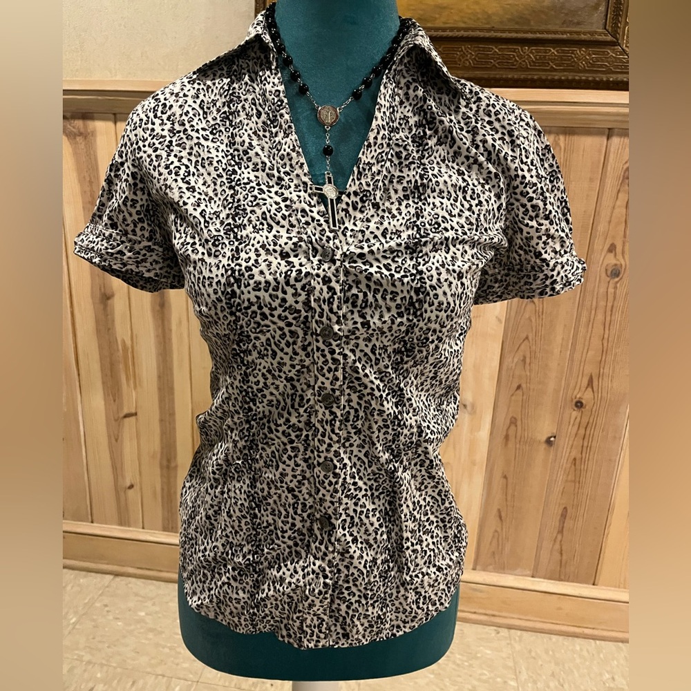 Express Black and White Animal Print Blouse